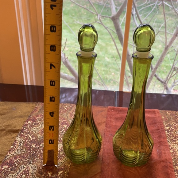 Vintage Avon Bird of Paradise sea green decanter set, Bud vase, oil/vinegar - Picture 7 of 9